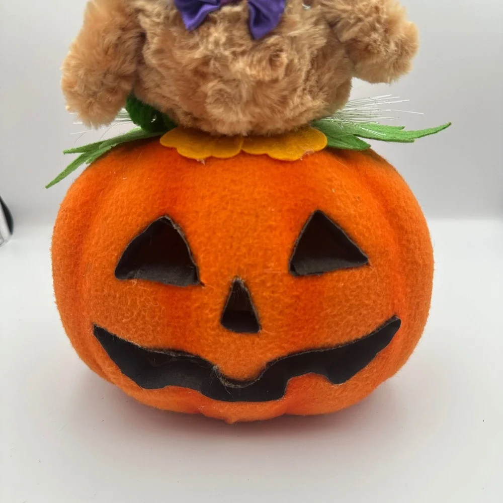 Avon Halloween Plush Owl on Jack O Lantern Pumpkin Light Up Decor Halloween Fall